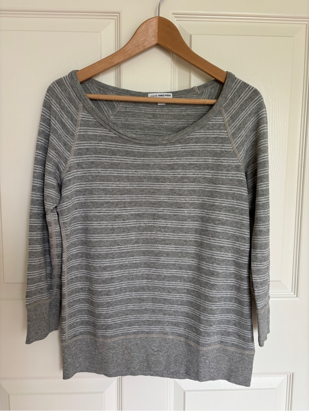 James Perse Standard Raglan Striped 3/4 Sleeve Top Size 1